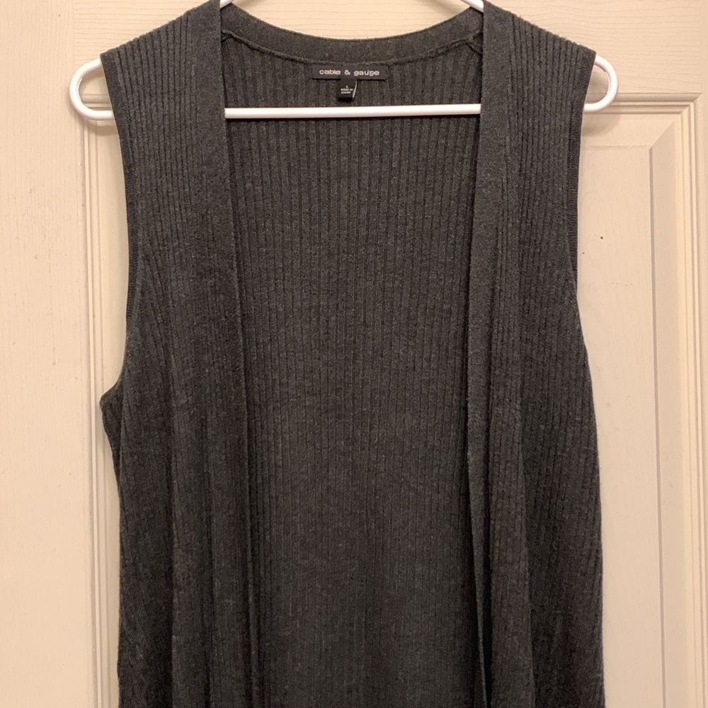 Cable & Gauge Knitted Grey Vest👌Long w/ sides open